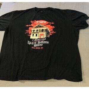 I Survived Lizzie Borden T-Shirt House Horror US Ghost Halloween Size 2XL UNISEX